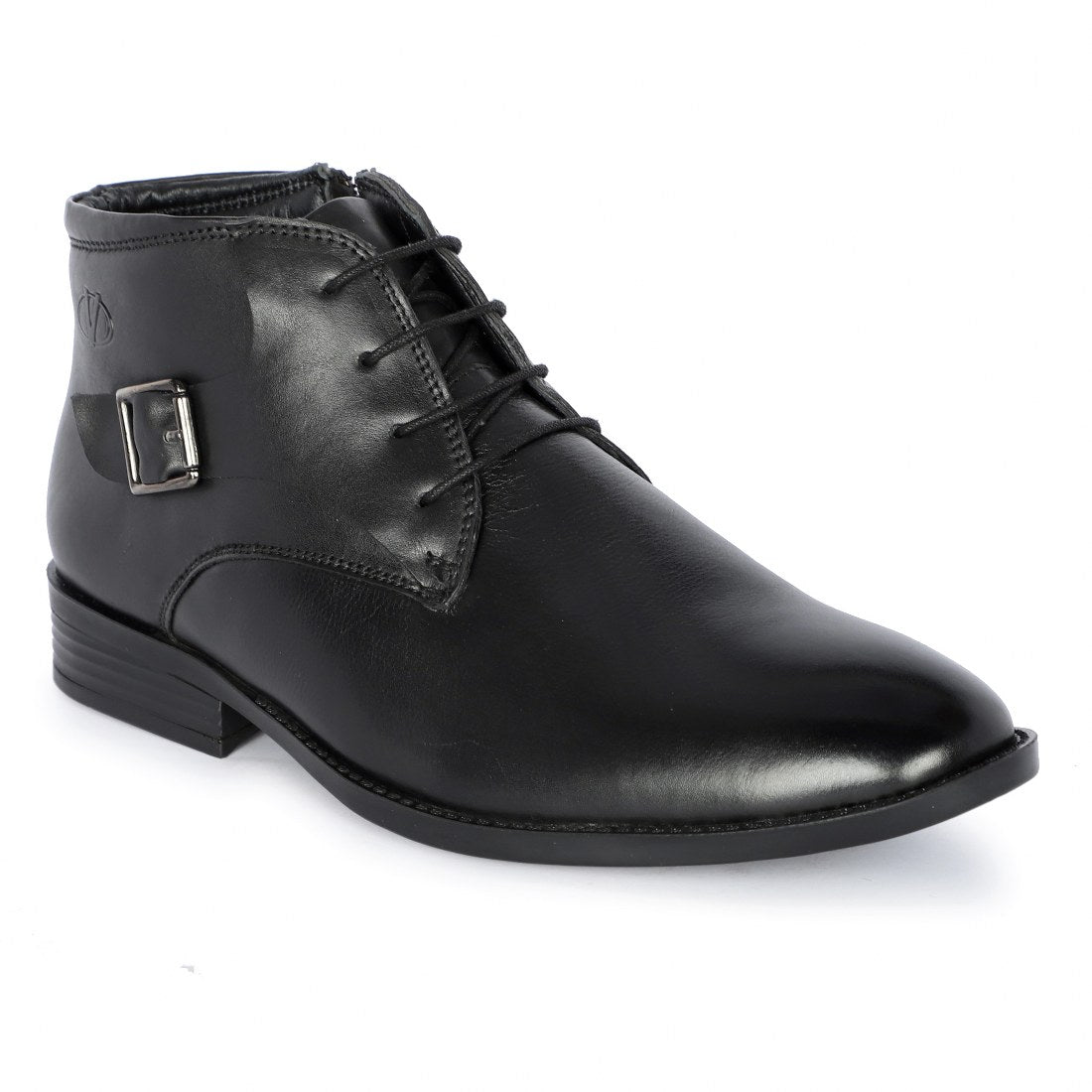 AMAZONA-76 MEN LEATHER BLACK FORMAL BOOT ANKLE DERBY.