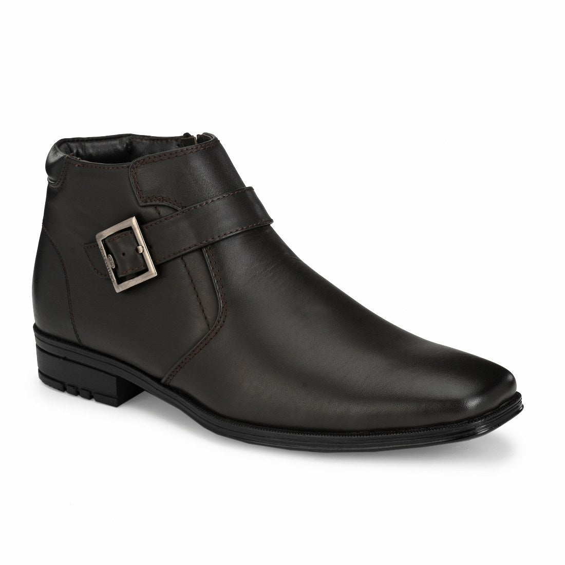 NEWTOP-84B MEN LEATHER BROWN FORMAL BOOT ANKLE ZIPPER