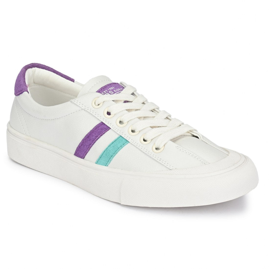 W-DIMP-1018 WOMEN LEATHERITE WHITE CASUAL LACE UP SNEAKERS
