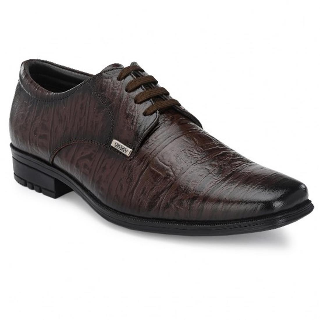 NEWTOP-63 MEN LEATHER BROWN FORMAL LACE UP DERBY