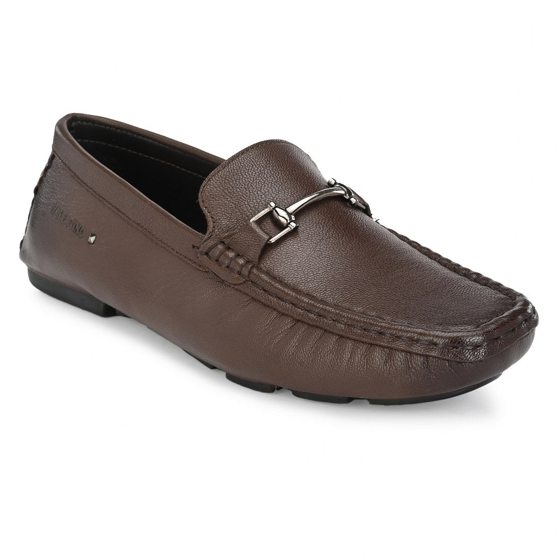EMPORIO-27 MEN LEATHER BROWN-MOCCA CASUAL SLIP ON DRIVING