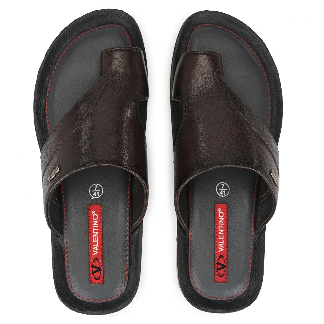CHILL OUT-21 MEN LEATHER CHERRY BROWN CASUAL SLIPPER THONG