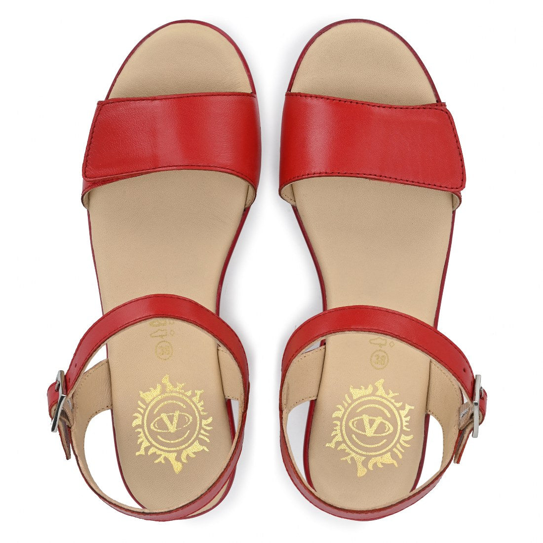 W-HR-FRISCO-51 WOMEN LEATHER RED CASUAL SANDAL OPEN