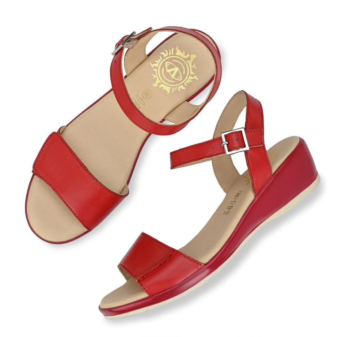 W-HR-FRISCO-51 WOMEN LEATHER RED CASUAL SANDAL OPEN