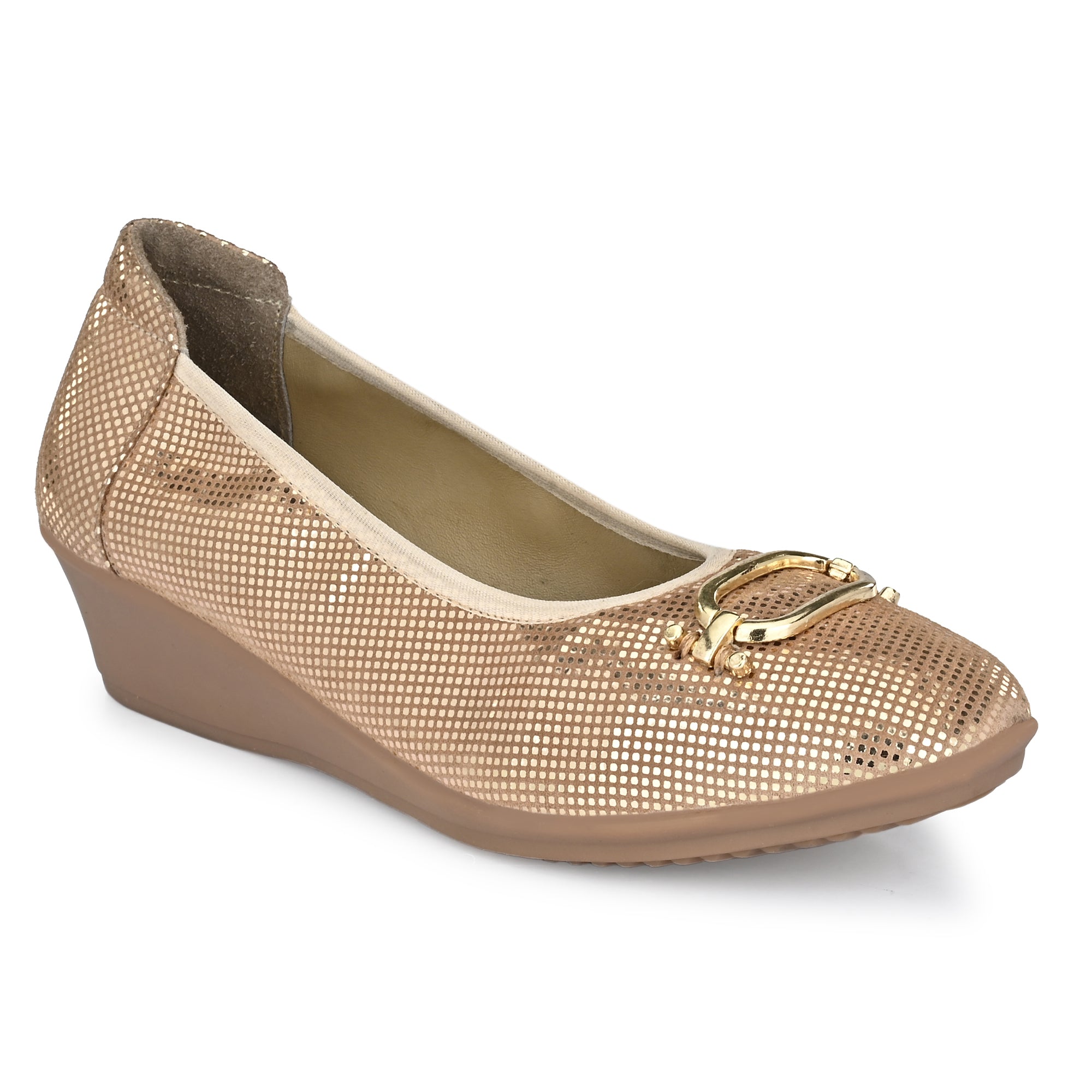 W-HR-AALIA-11 WOMEN LEATHER GOLD CASUAL PARTY SLIP ON