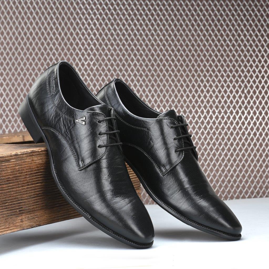 ATTITUDE-50A MEN LEATHER BLACK FORMAL LACE UP DERBY
