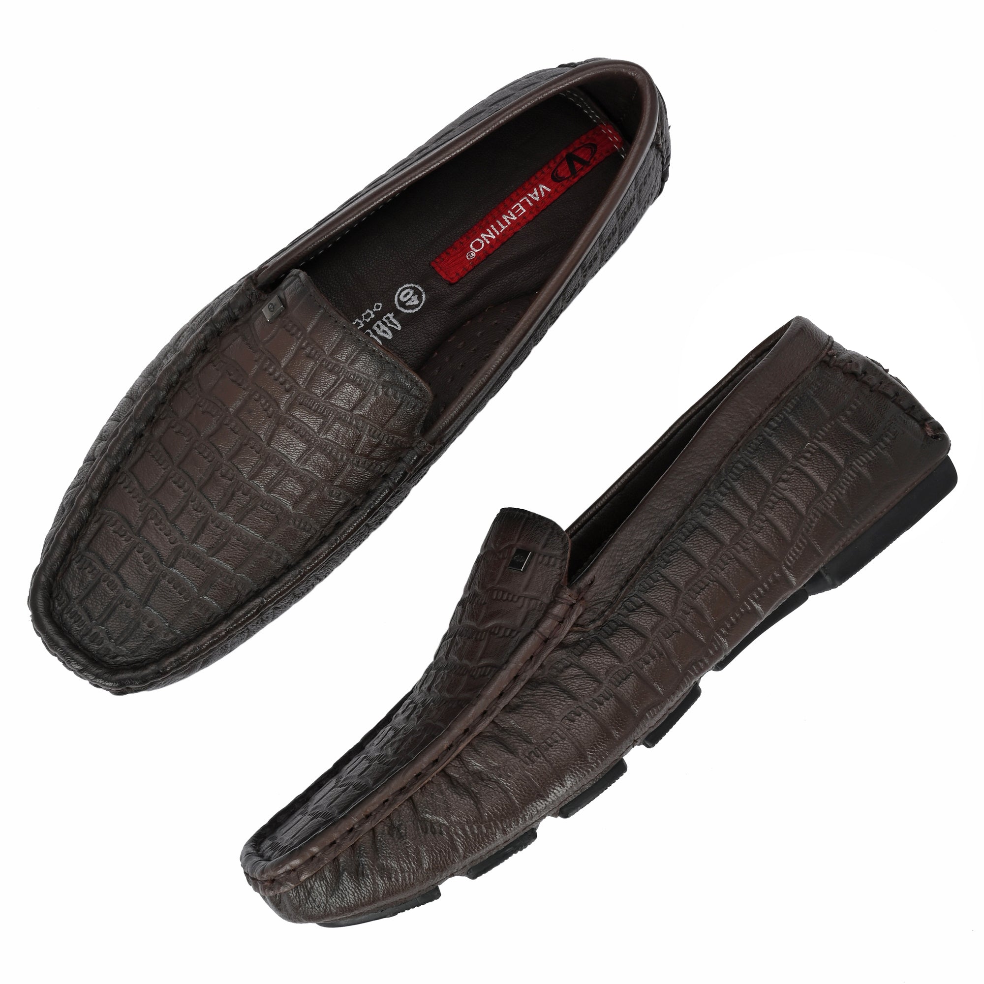EMPORIO-10 MEN LEATHER BROWN CASUAL SLIP ON DRIVING