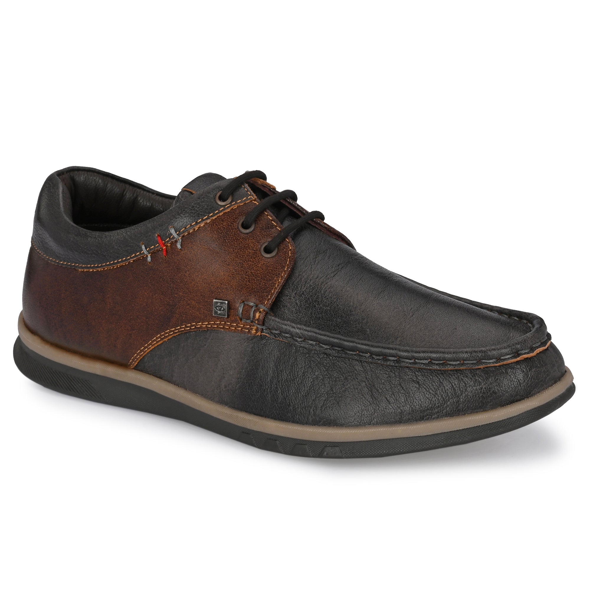 FASCINATE-55 MEN LEATHER GREY/TAN CASUAL LACE UP DERBY