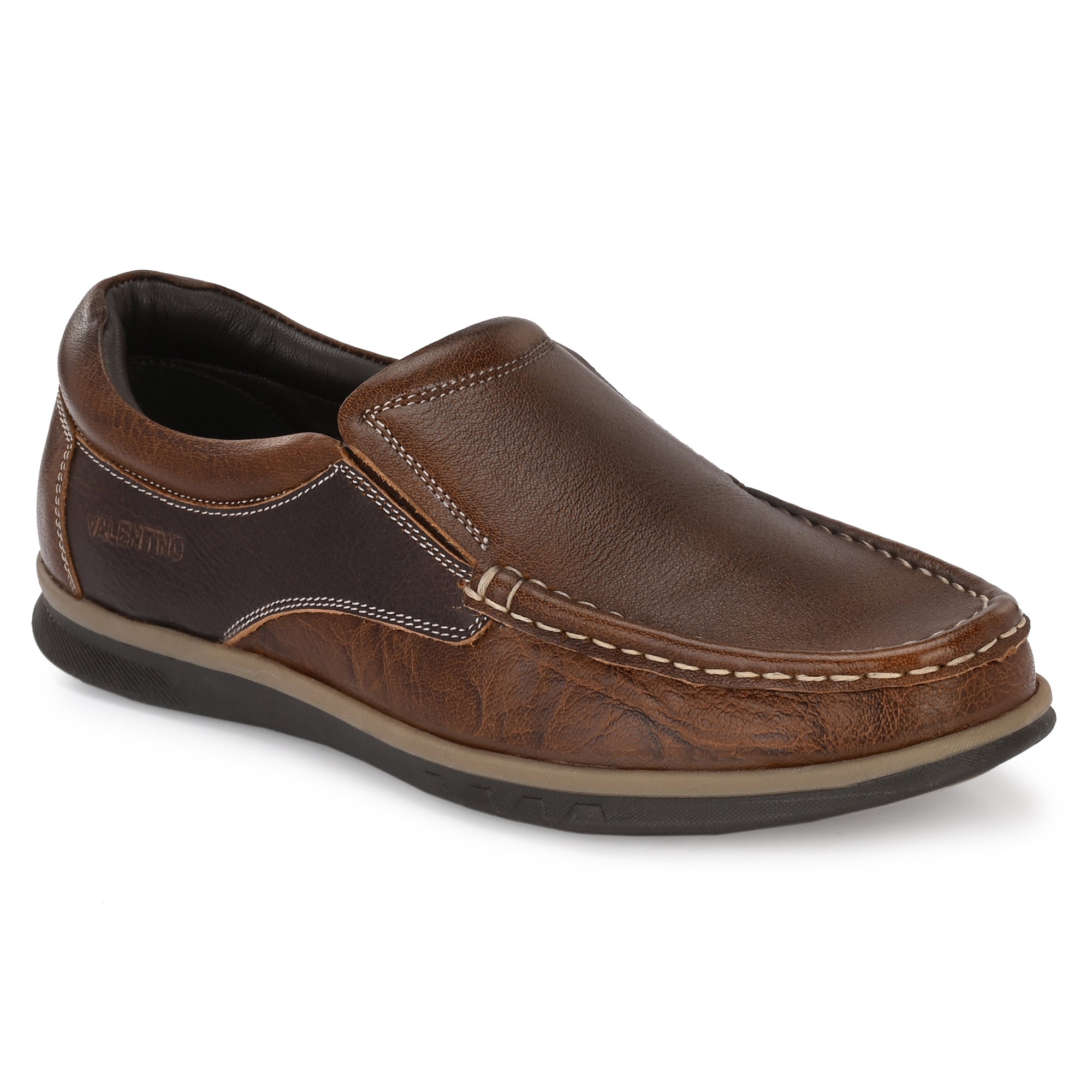 FASCINATE-02 MEN LEATHER TAN CASUAL SLIP ON MOCCASSINS