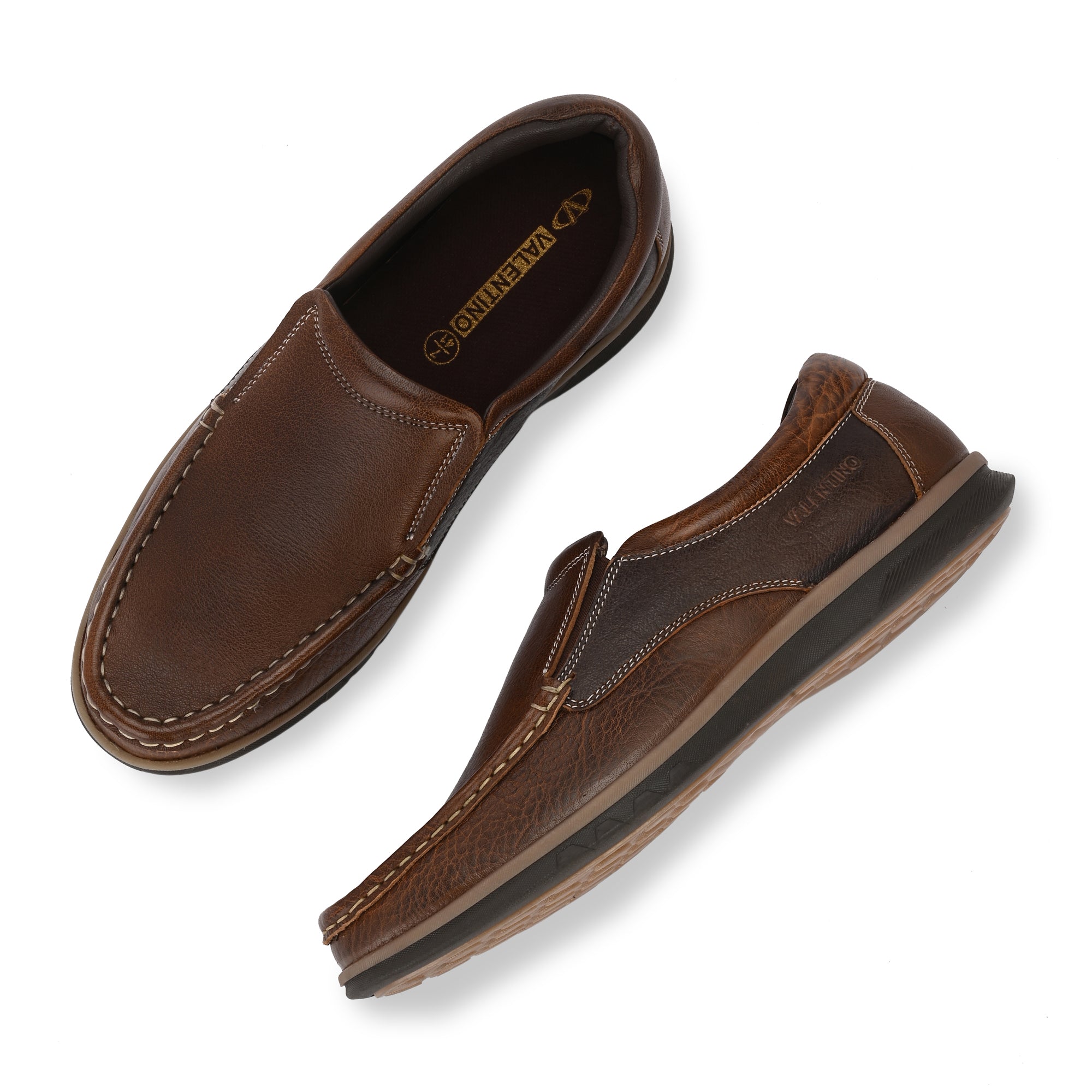 FASCINATE-02 MEN LEATHER TAN CASUAL SLIP ON MOCCASSINS