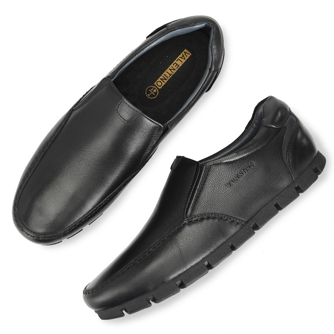 CREATIVE-06 MEN LEATHER BLACK CASUAL SLIP ON MOCCASSINS