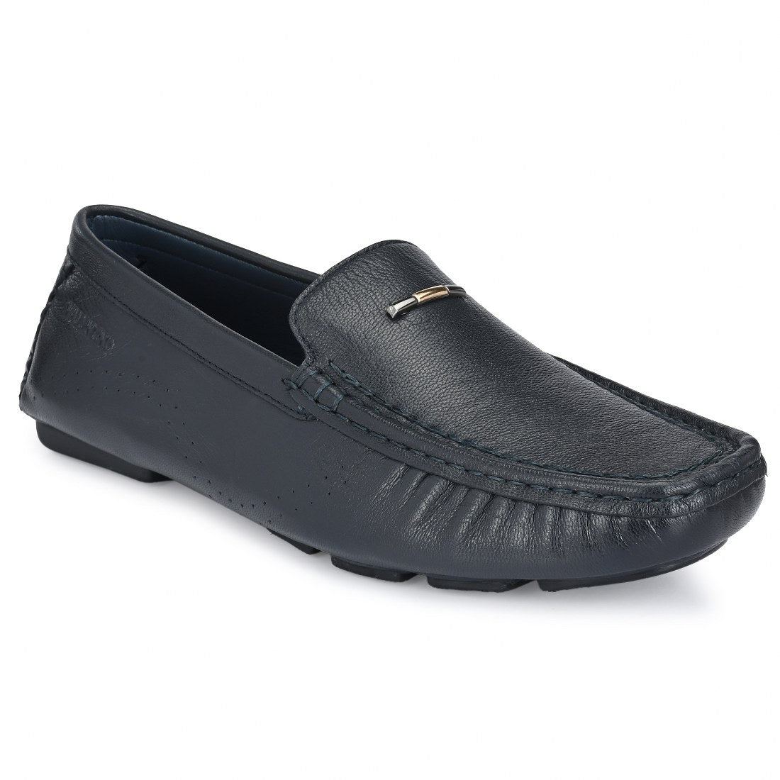 EMPORIO-36 MEN LEATHER BLUE CASUAL SLIP ON DRIVING