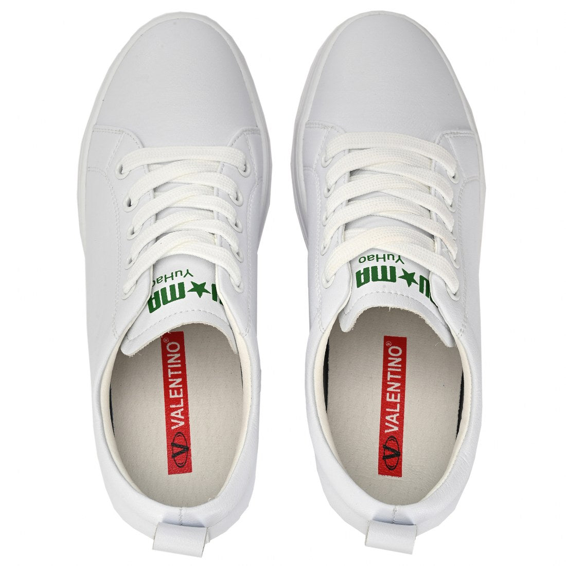 W-DIMP-1019 WOMEN LEATHERITE WHITE CASUAL LACE UP SNEAKERS