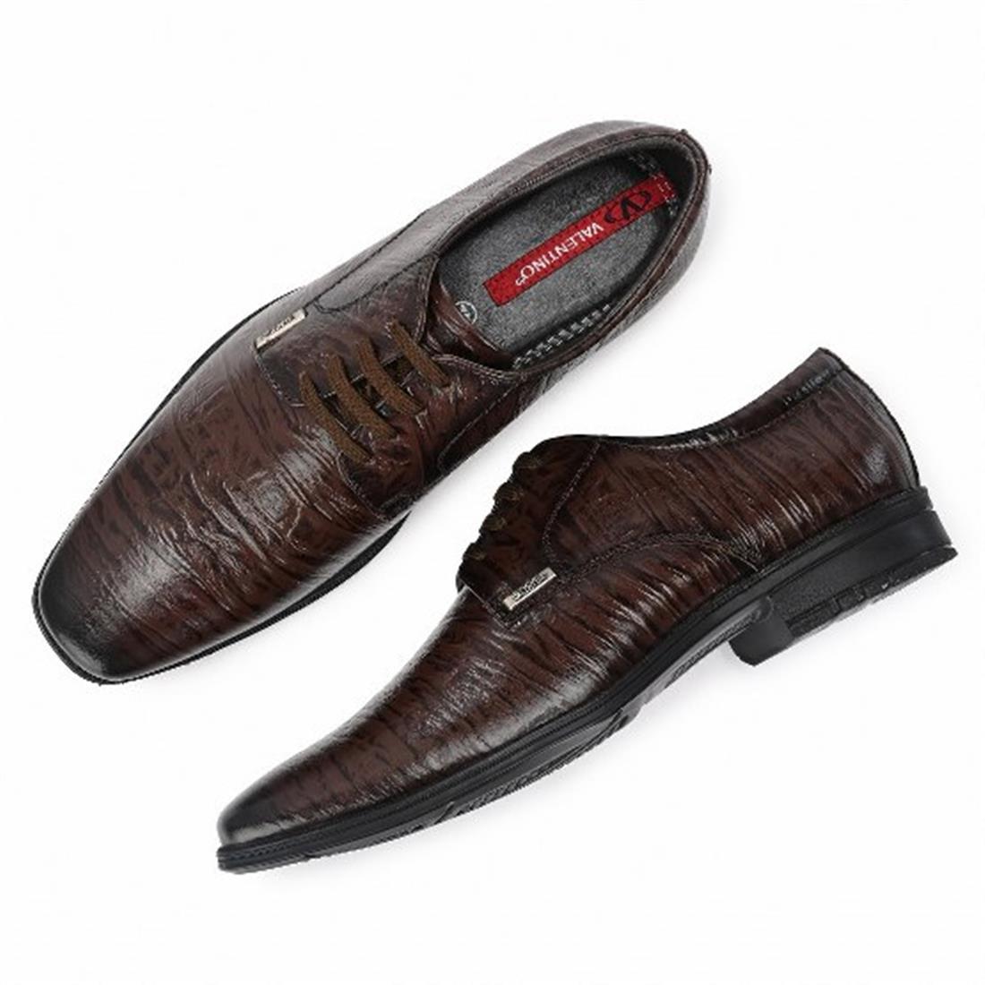 NEWTOP-63 MEN LEATHER BROWN FORMAL LACE UP DERBY