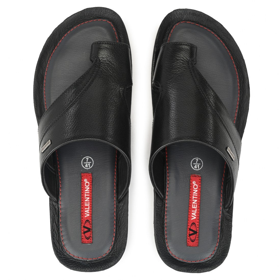 CHILL OUT-21 MEN LEATHER BLACK CASUAL SLIPPER THONG