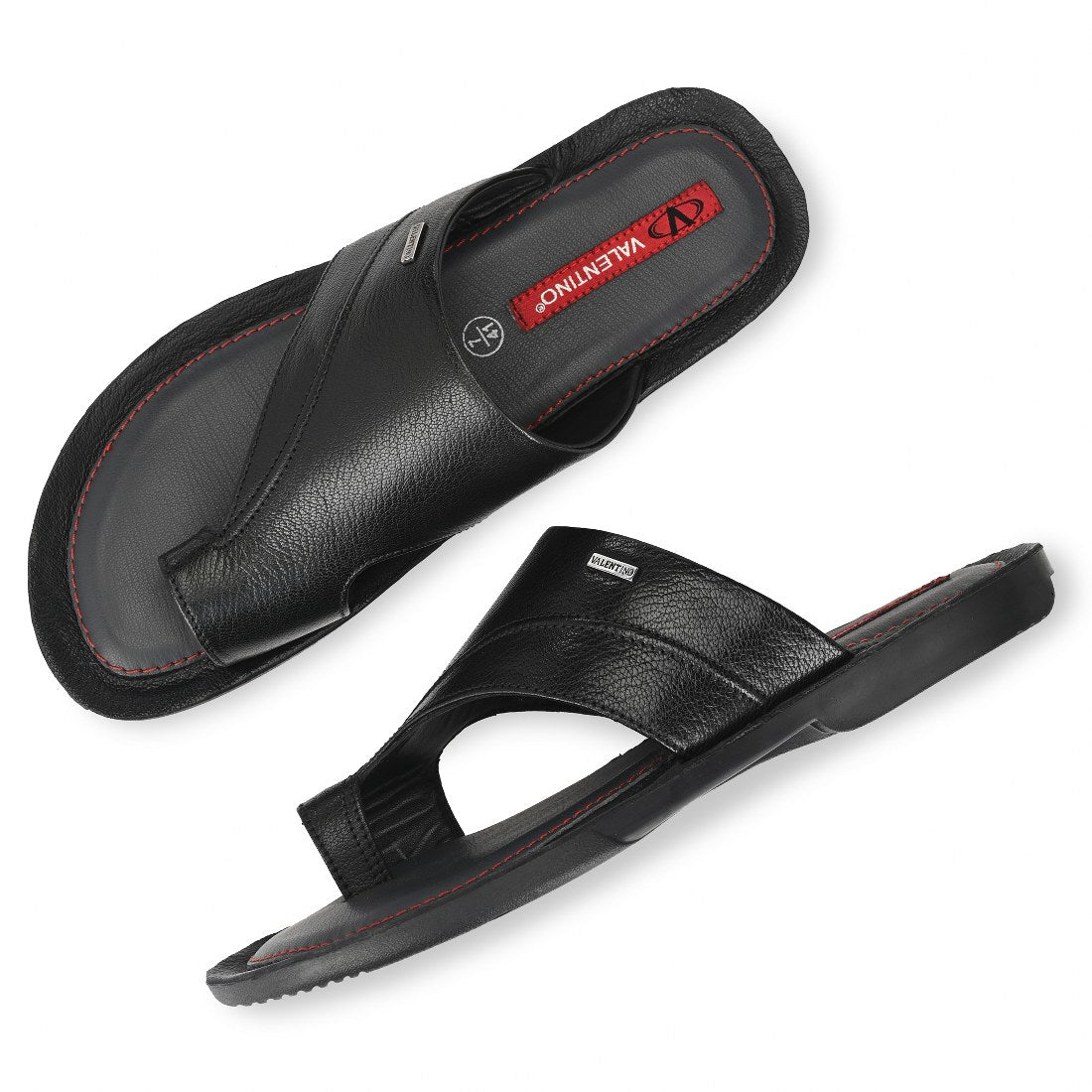 CHILL OUT-21 MEN LEATHER BLACK CASUAL SLIPPER THONG