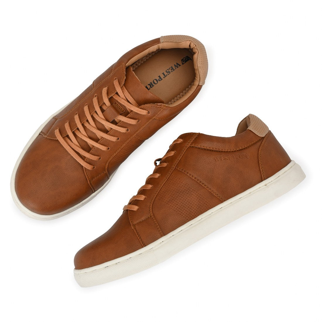 FUN-54 MEN NON-LEATHER TAN CASUAL LACE UP SNEAKERS