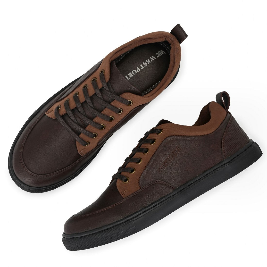 FUN-53 MEN NON-LEATHER BROWN CASUAL LACE UP SNEAKERS