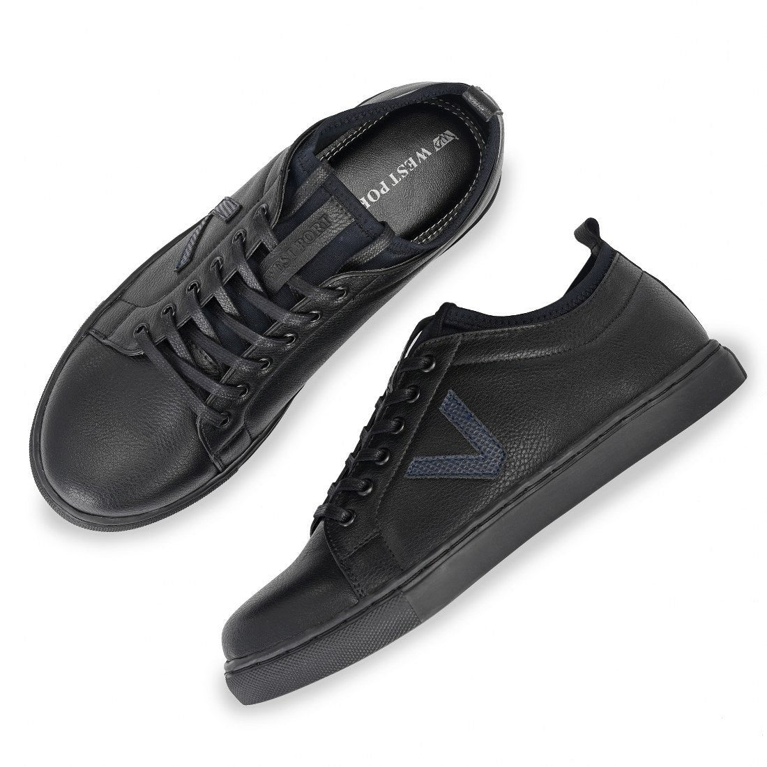 FUN-55 MEN NON-LEATHER BLACK CASUAL LACE UP SNEAKERS
