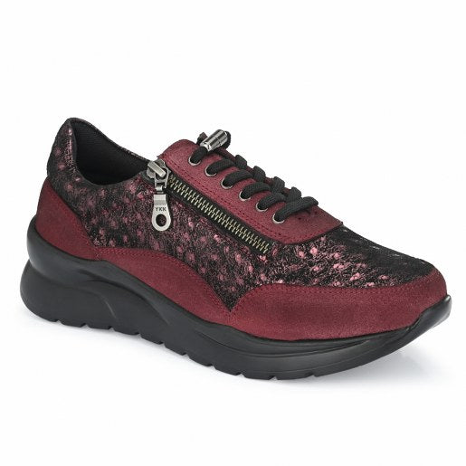 W-HR-WONDER-11 WOMEN LEATHER BORDO CASUAL LACE UP OXFORD