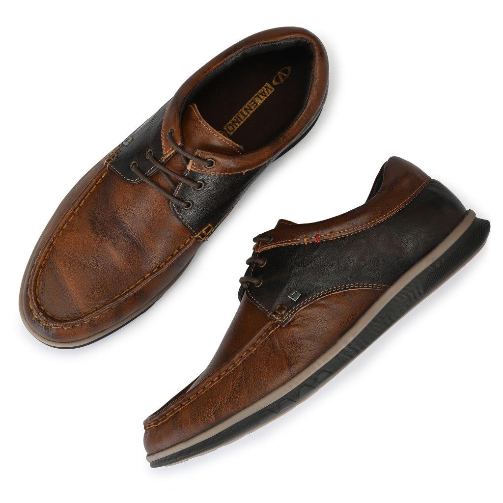 FASCINATE-55 MEN LEATHER TAN-WOOD CASUAL LACE UP DERBY