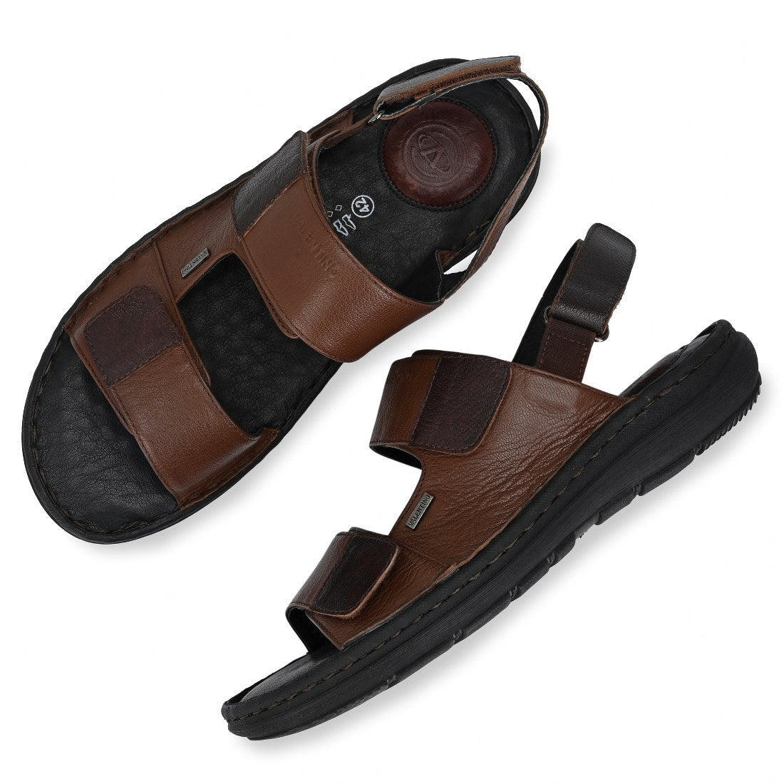 CHALLENGE-66 MEN LEATHER MOCCA/CHERRY CASUAL SANDAL