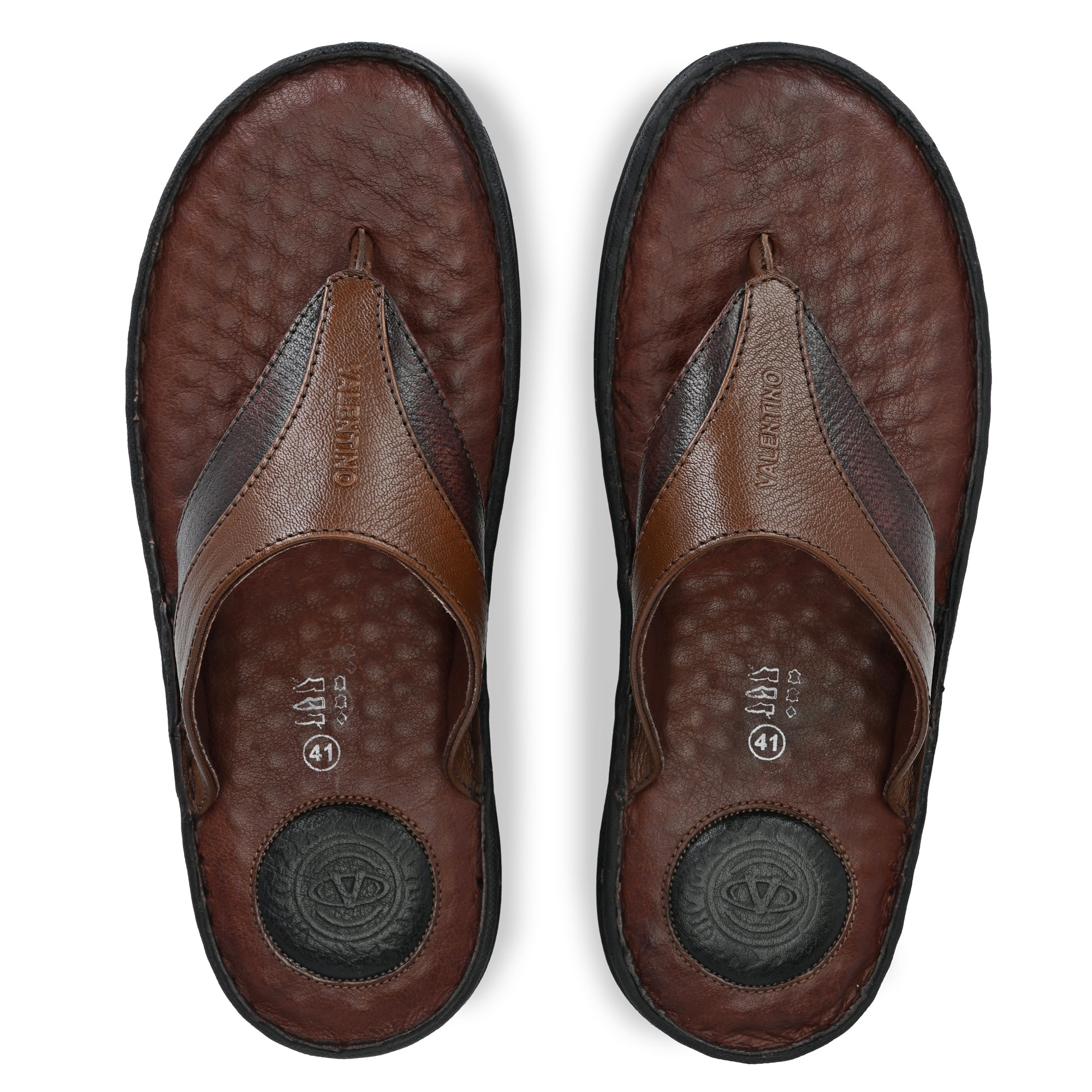 CHALLENGE-06 MEN LEATHER MOCCA/CHERRY CASUAL SLIPPER