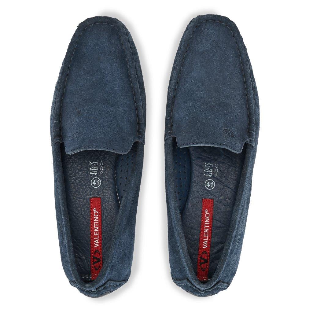 EMPORIO-08 MEN LEATHER BLUE CASUAL SLIP ON DRIVING