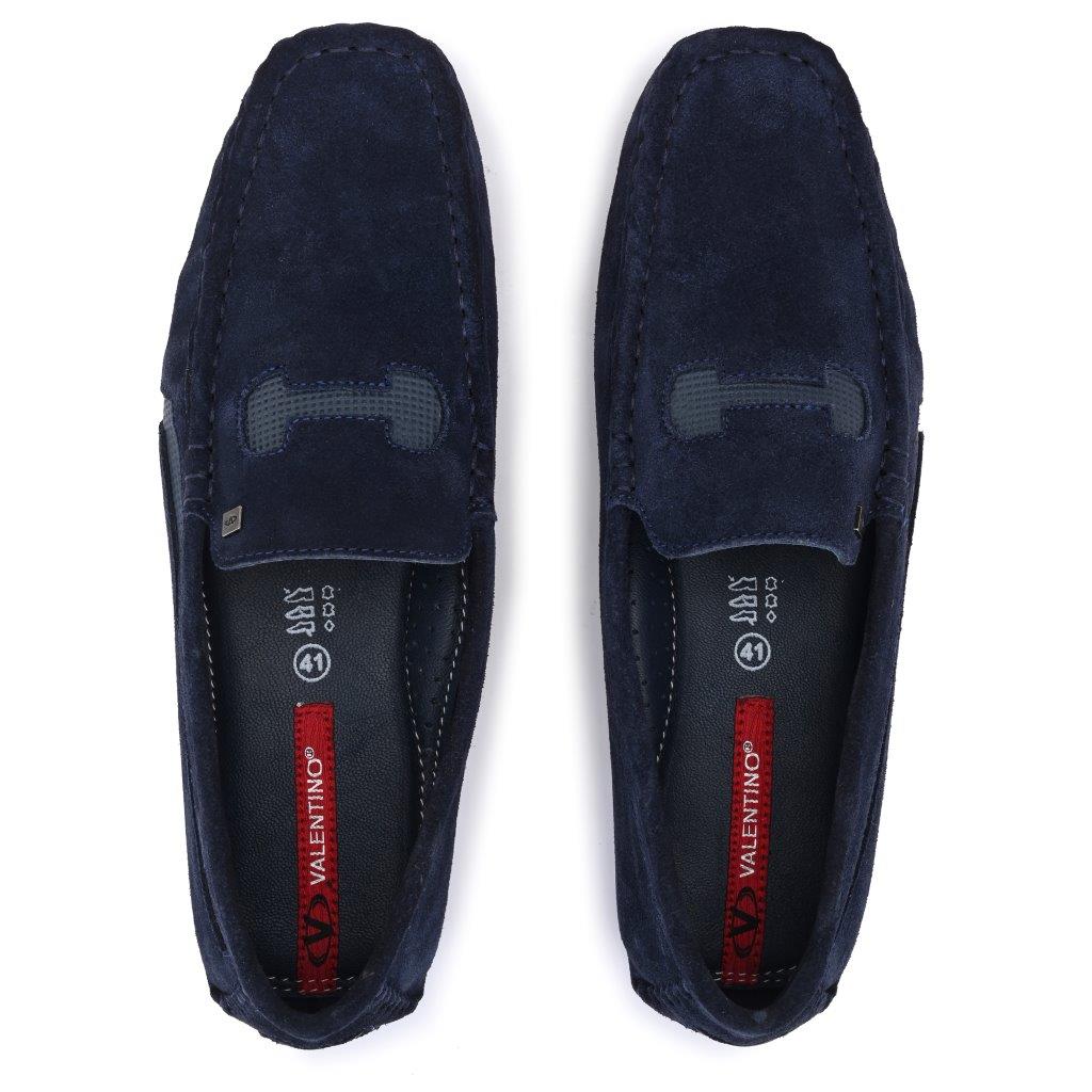EMPORIO-37 MEN LEATHER BLUE CASUAL SLIP ON DRIVING