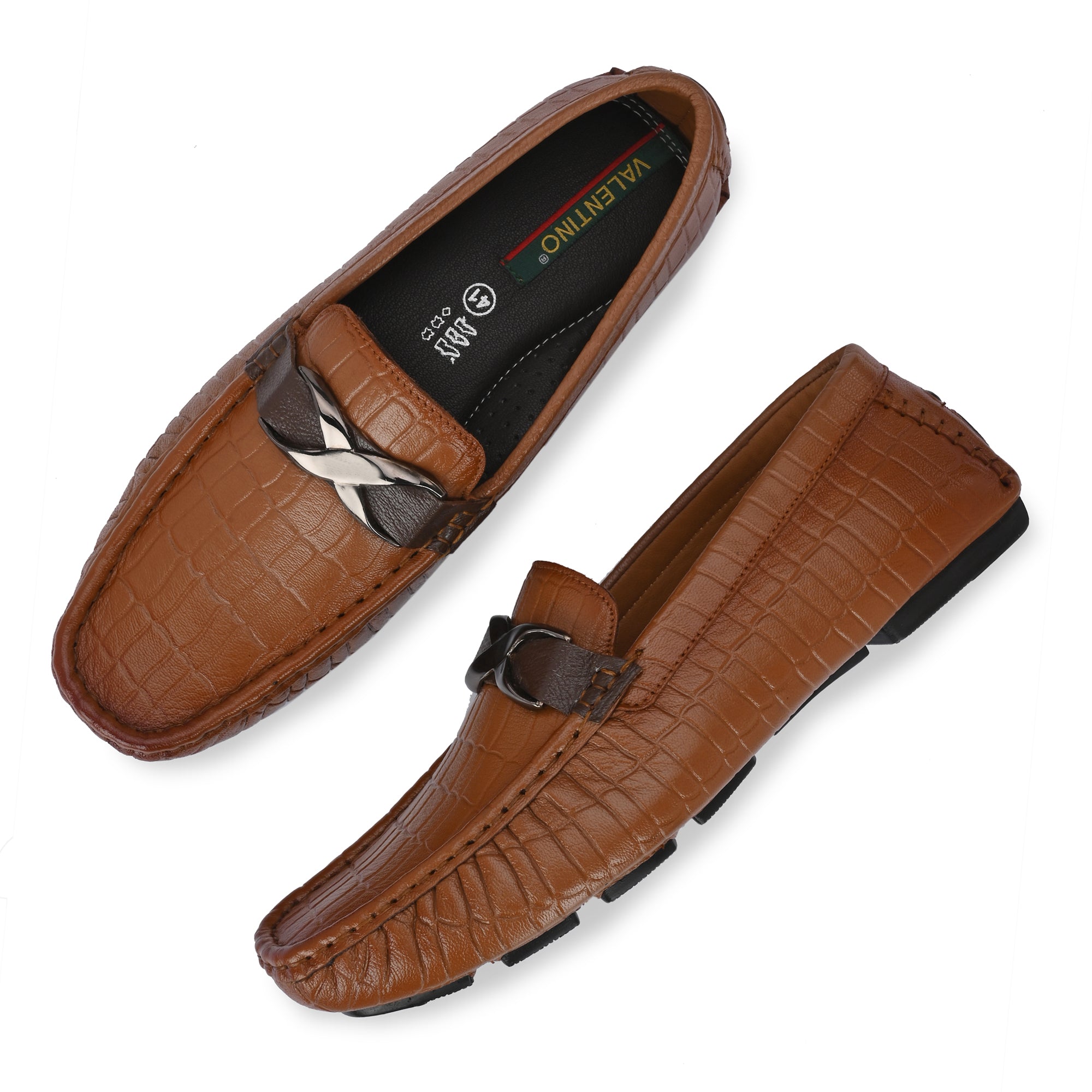 EMPORIO-38 MEN LEATHER TAN CASUAL SLIP ON DRIVING