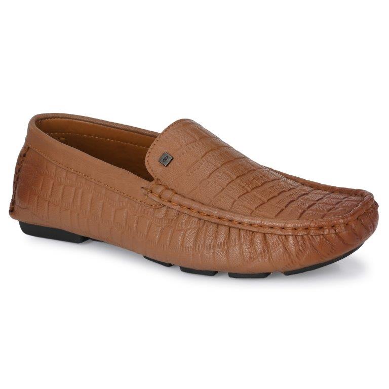 EMPORIO-10 MEN LEATHER TAN CASUAL SLIP ON DRIVING